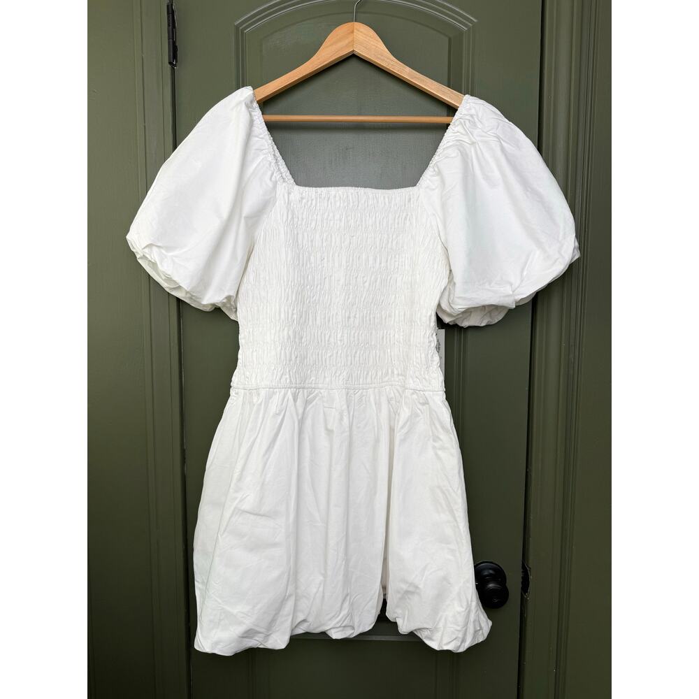 NWT Hyacinth House Tuckernuck White Smocked Catarina Puff Mini Dress Large - Picture 3 of 7